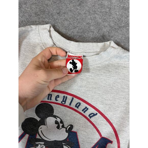 VINTAGE 90s Walt Disney Mickey Disneyland Sweatshirt Mens Large Gray Crew Neck - Picture 6 of 7